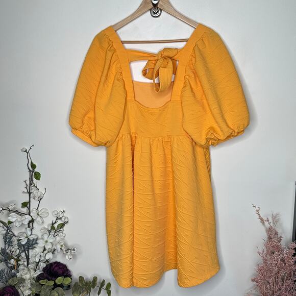 FREE PEOPLE Violet Mini Dress Carrot Ginger Yellow Orange Sz L $118 {YY16} - Picture 3 of 5